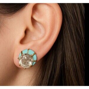 Anthropologie Womens Earrings Turquoise Enamel Crystal Measures In Pictures